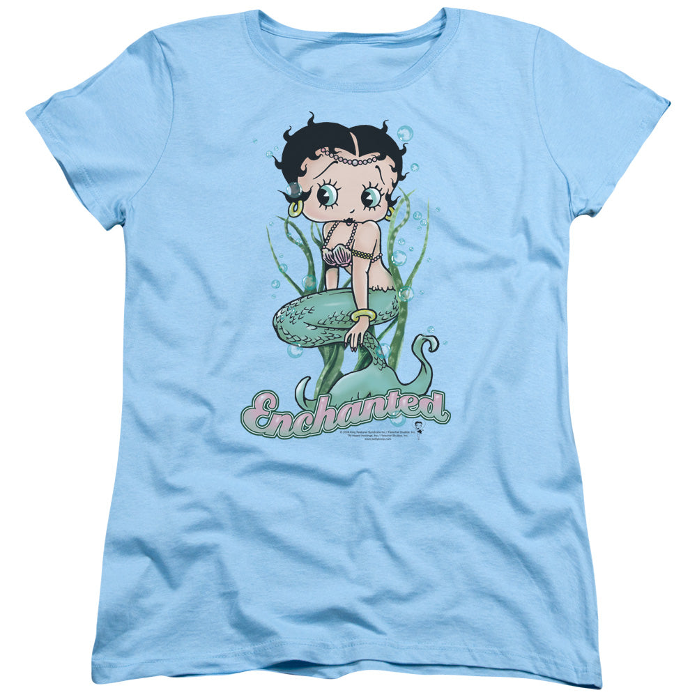 AN OFFCIALLY LICENSED BETTY BOOP ENCHANTED BOOP WOMEN'S REGULAR FIT T-SHIRT LIGHT BLUE