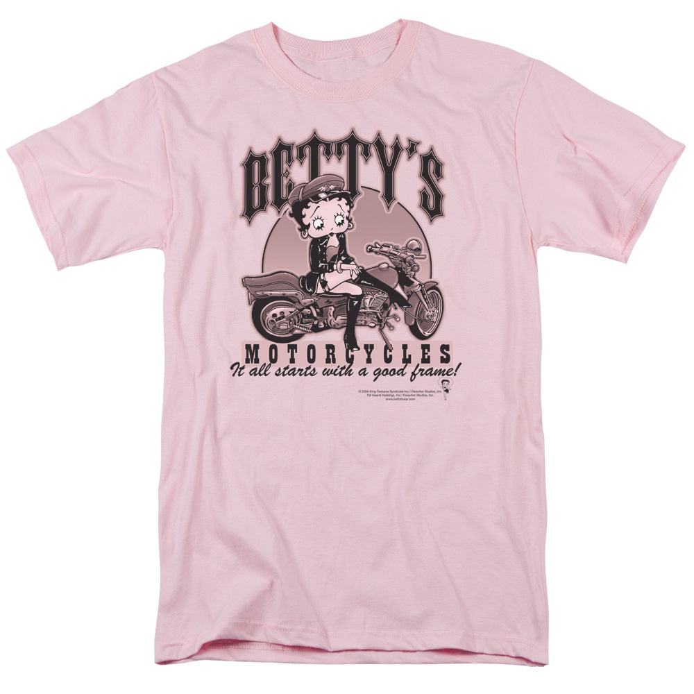 AN OFFCIALLY LICENSED BETTY BOOP BETTYS MOTORCYCLES MEN'S REGULAR FIT T-SHIRT PINK