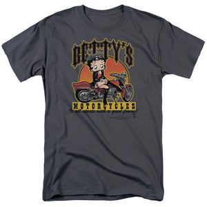 AN OFFCIALLY LICENSED BETTY BOOP BETTYS MOTORCYCLES MEN'S REGULAR FIT T-SHIRT CHARCOAL