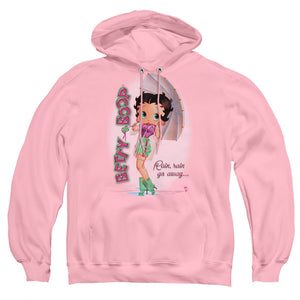 AN OFFCIALLY LICENSED BETTY BOOP RAIN RAIN GO AWAY ADULT UNISEX PULLOVER HOODIE PINK