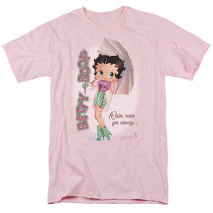 AN OFFCIALLY LICENSED BETTY BOOP RAIN RAIN GO AWAY MEN'S REGULAR FIT T-SHIRT PINK