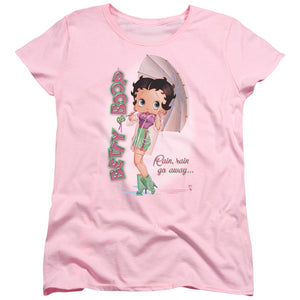 AN OFFCIALLY LICENSED BETTY BOOP RAIN RAIN GO AWAY WOMEN'S REGULAR FIT T-SHIRT PINK
