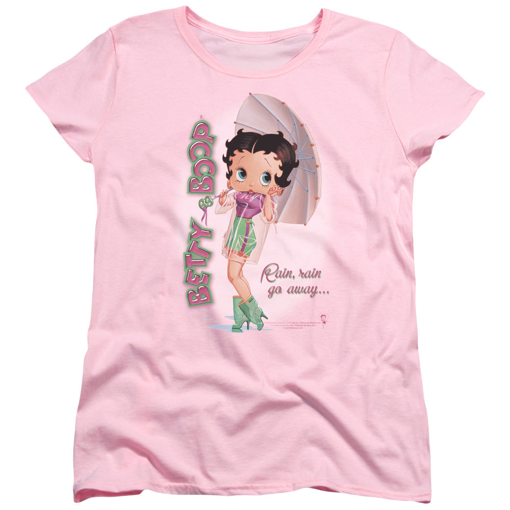 AN OFFCIALLY LICENSED BETTY BOOP RAIN RAIN GO AWAY WOMEN'S REGULAR FIT T-SHIRT PINK