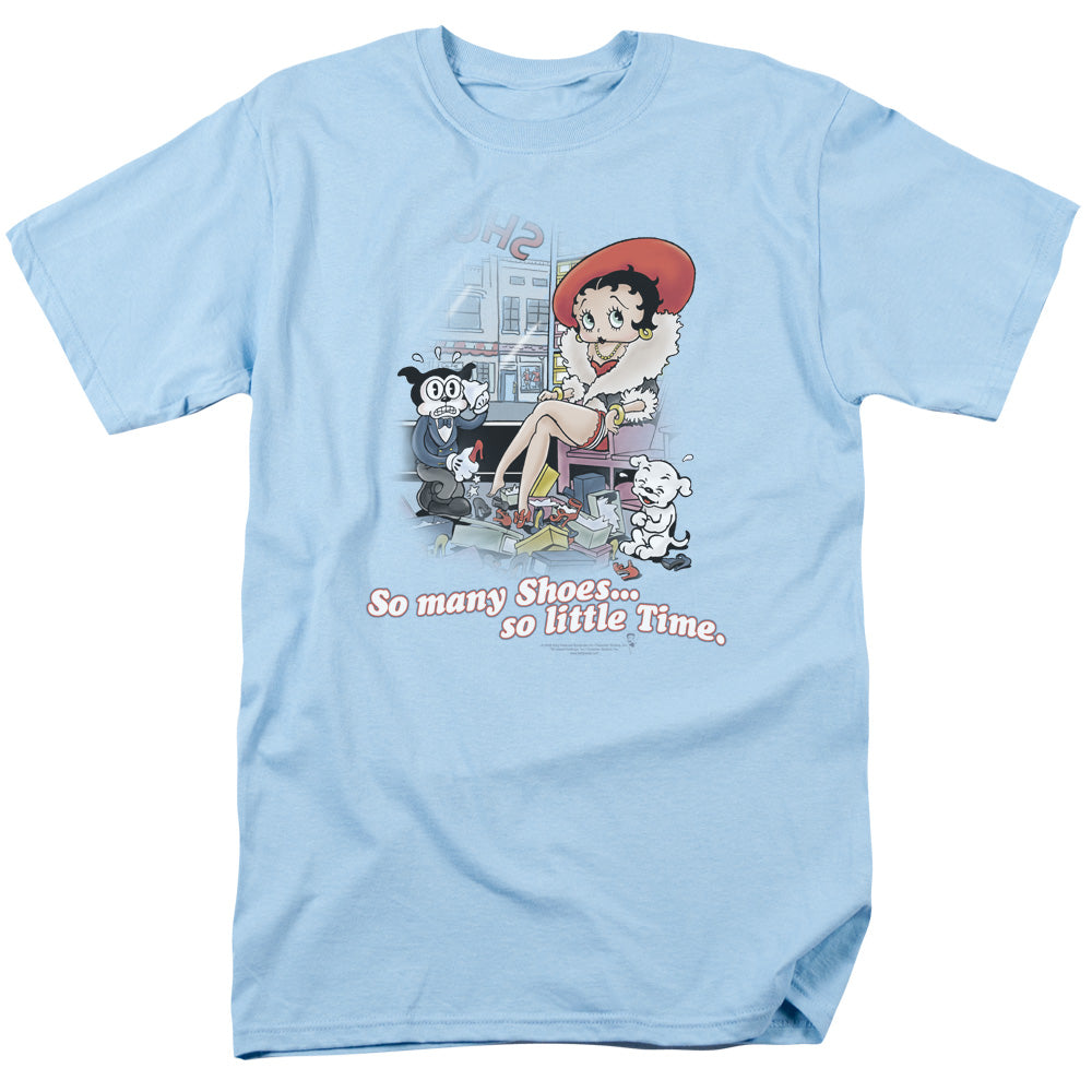 AN OFFCIALLY LICENSED BETTY BOOP SO MANY SHOES MEN'S REGULAR FIT T-SHIRT LIGHT BLUE
