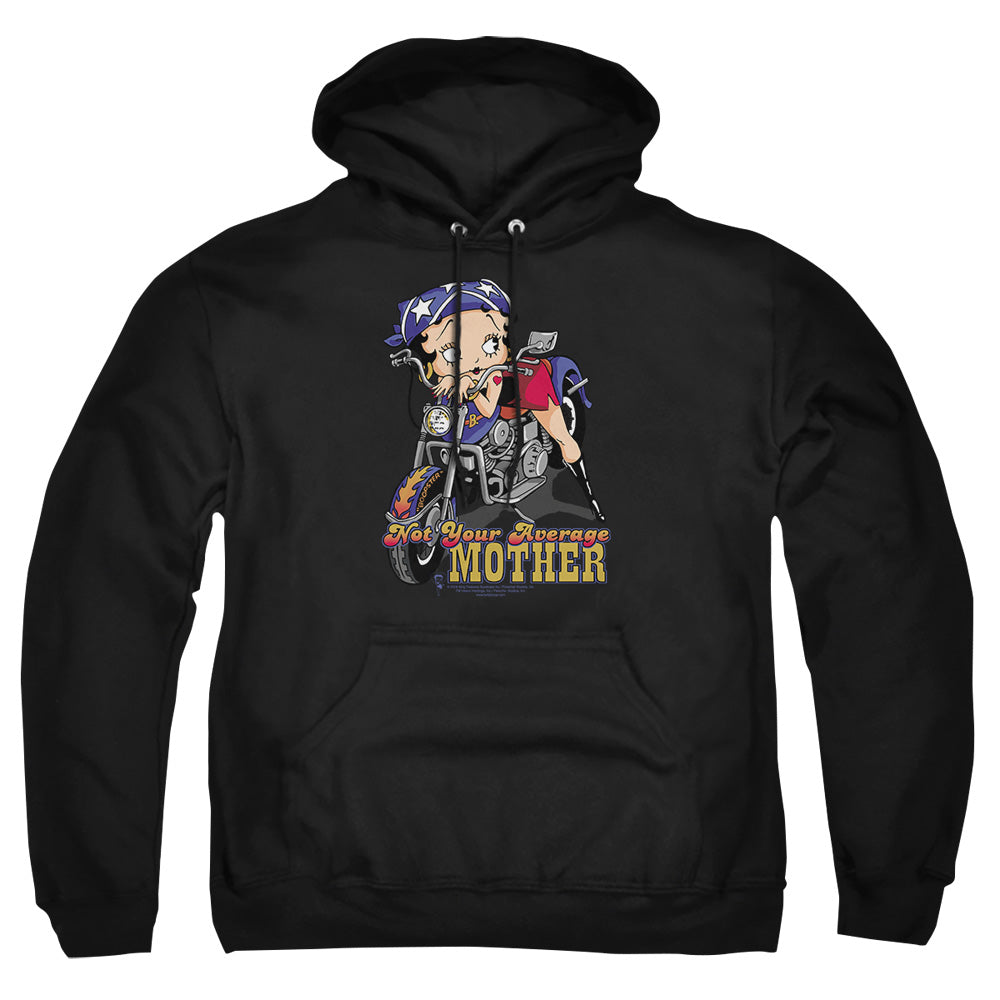 AN OFFCIALLY LICENSED BETTY BOOP NOT YOUR AVERAGE MOTHER ADULT UNISEX PULLOVER HOODIE BLACK