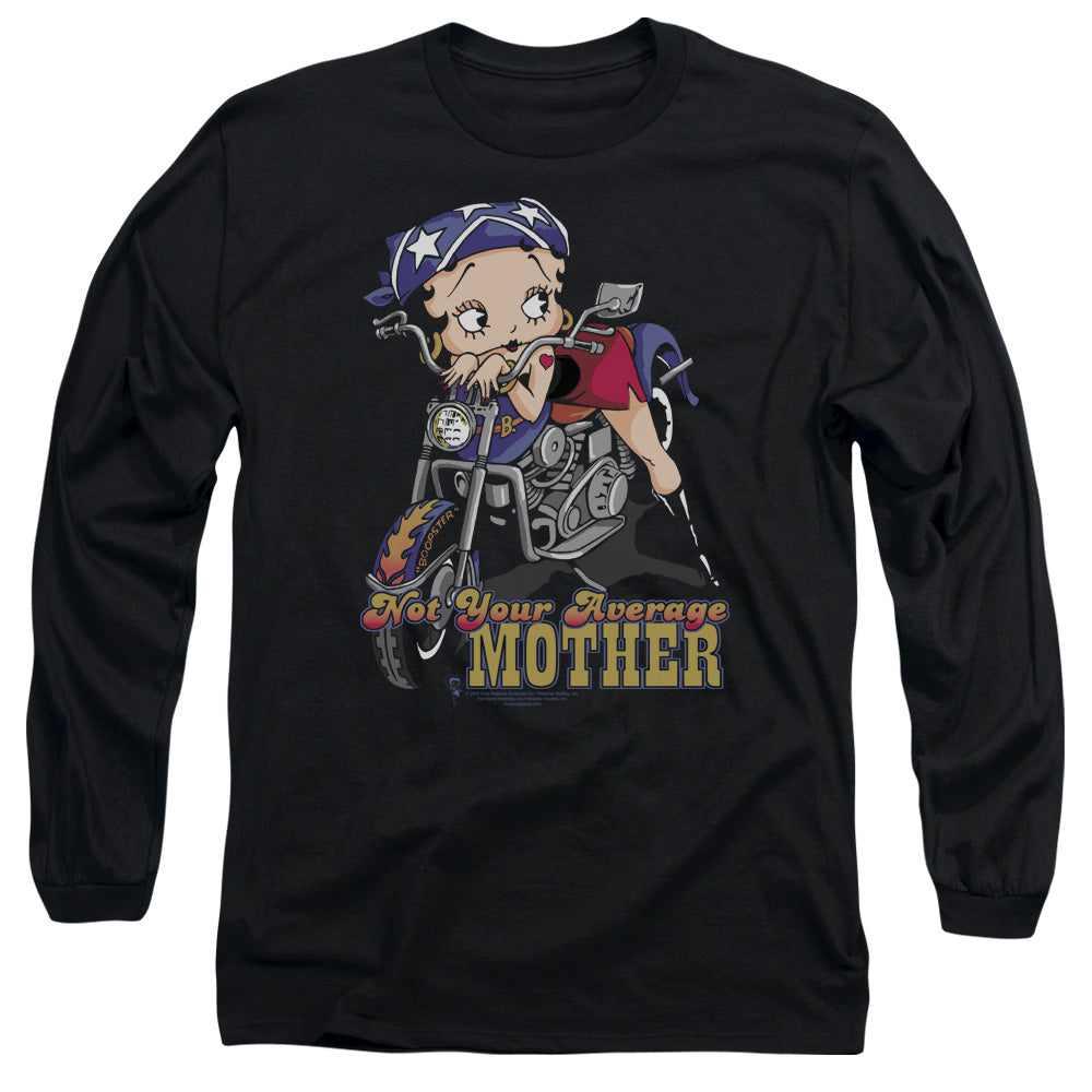 AN OFFCIALLY LICENSED BETTY BOOP NOT YOUR AVERAGE MOTHER MEN'S LONG SLEEVE T-SHIRT BLACK