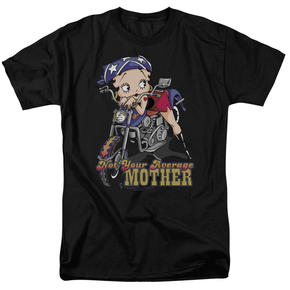 AN OFFCIALLY LICENSED BETTY BOOP NOT YOUR AVERAGE MOTHER MEN'S REGULAR FIT T-SHIRT BLACK