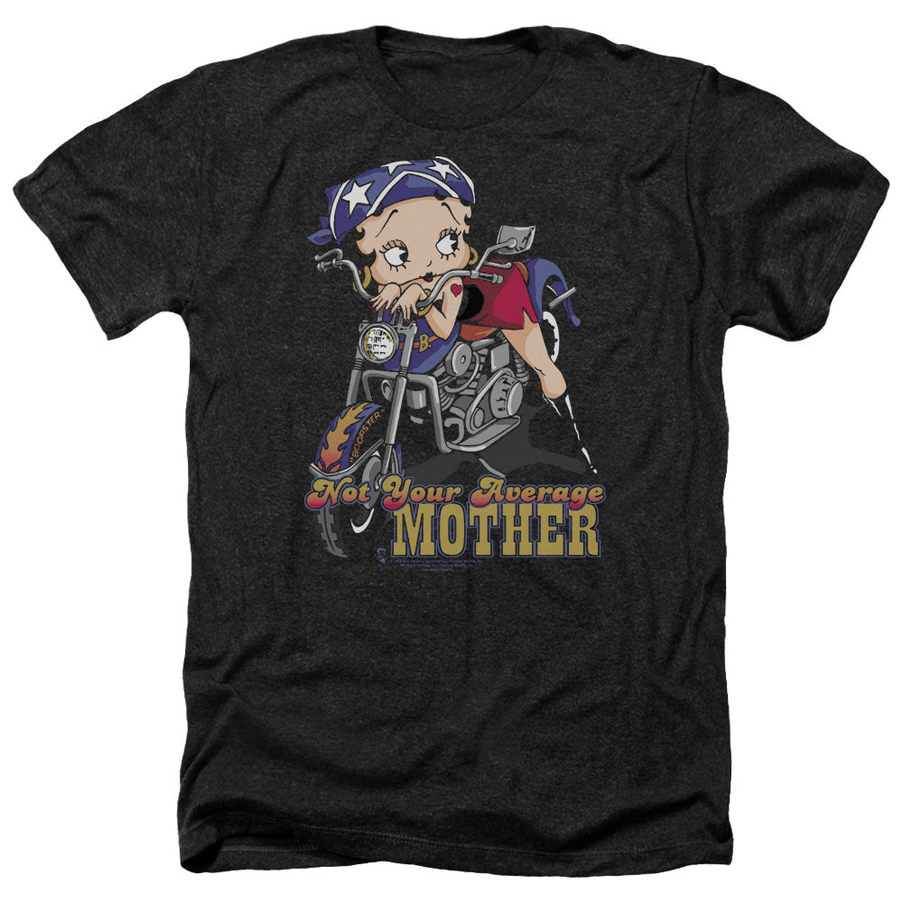 AN OFFCIALLY LICENSED BETTY BOOP NOT YOUR AVERAGE MOTHER MEN'S HEATHER T-SHIRT CHARCOAL