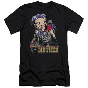 AN OFFCIALLY LICENSED BETTY BOOP NOT YOUR AVERAGE MOTHER MEN'S PREMIUM SLIM FIT T-SHIRT BLACK