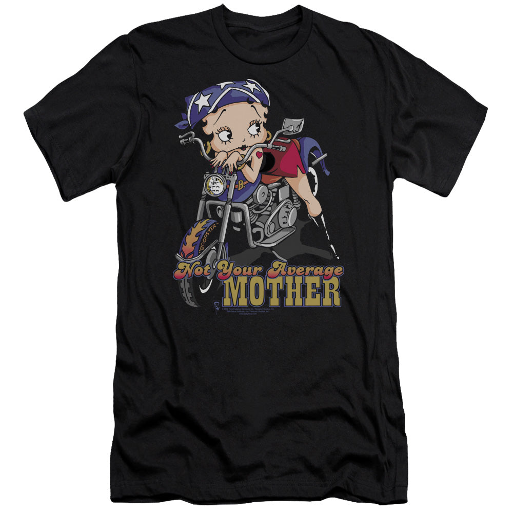 AN OFFCIALLY LICENSED BETTY BOOP NOT YOUR AVERAGE MOTHER MEN'S PREMIUM SLIM FIT T-SHIRT BLACK