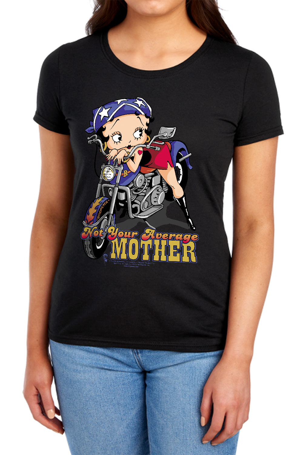 AN OFFCIALLY LICENSED BETTY BOOP NOT YOUR AVERAGE MOTHER WOMEN'S REGULAR FIT T-SHIRT BLACK