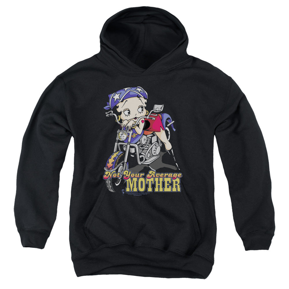 AN OFFCIALLY LICENSED BETTY BOOP NOT YOUR AVERAGE MOTHER YOUTH HOODIE BLACK