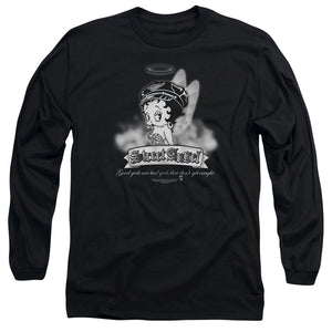 AN OFFCIALLY LICENSED BETTY BOOP STREET ANGEL MEN'S LONG SLEEVE T-SHIRT BLACK