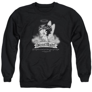 AN OFFCIALLY LICENSED BETTY BOOP STREET ANGEL ADULT UNISEX CREWNECK SWEATSHIRT BLACK