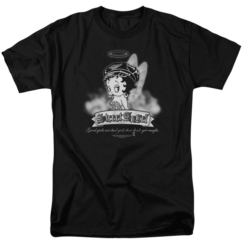 AN OFFCIALLY LICENSED BETTY BOOP STREET ANGEL MEN'S REGULAR FIT T-SHIRT BLACK