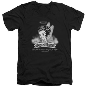 AN OFFCIALLY LICENSED BETTY BOOP STREET ANGEL MEN'S V-NECK T-SHIRT BLACK