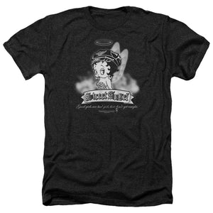 AN OFFCIALLY LICENSED BETTY BOOP STREET ANGEL MEN'S HEATHER T-SHIRT CHARCOAL
