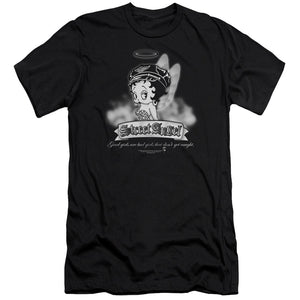 AN OFFCIALLY LICENSED BETTY BOOP STREET ANGEL MEN'S PREMIUM SLIM FIT T-SHIRT BLACK