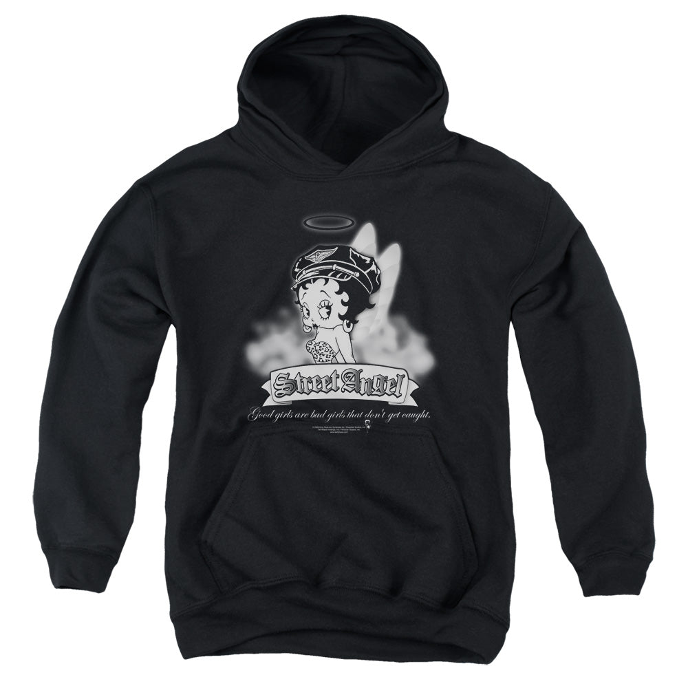 AN OFFCIALLY LICENSED BETTY BOOP STREET ANGEL YOUTH HOODIE BLACK