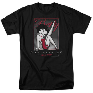 AN OFFCIALLY LICENSED BETTY BOOP CAPTIVATING MEN'S REGULAR FIT T-SHIRT BLACK