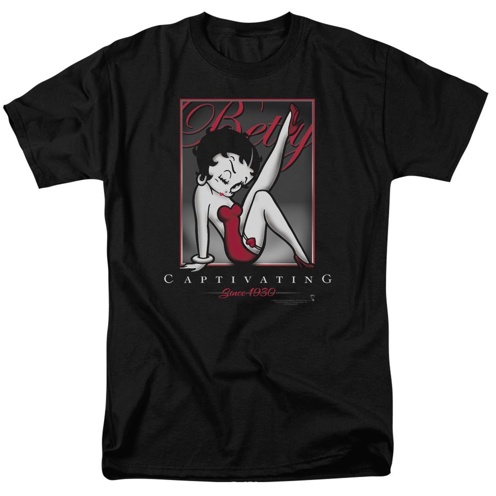 AN OFFCIALLY LICENSED BETTY BOOP CAPTIVATING MEN'S REGULAR FIT T-SHIRT BLACK