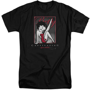 AN OFFCIALLY LICENSED BETTY BOOP CAPTIVATING MEN'S TALL FIT T-SHIRT BLACK