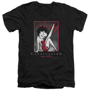 AN OFFCIALLY LICENSED BETTY BOOP CAPTIVATING MEN'S V-NECK T-SHIRT BLACK