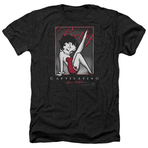 AN OFFCIALLY LICENSED BETTY BOOP CAPTIVATING MEN'S HEATHER T-SHIRT CHARCOAL