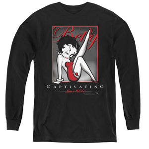 AN OFFCIALLY LICENSED BETTY BOOP CAPTIVATING YOUTH LONG SLEEVE T-SHIRT BLACK