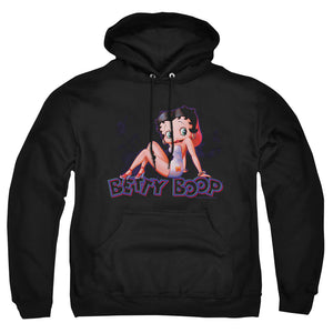 AN OFFCIALLY LICENSED BETTY BOOP GLOWING ADULT UNISEX PULLOVER HOODIE BLACK