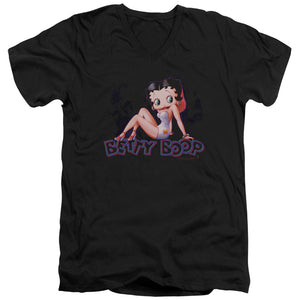 AN OFFCIALLY LICENSED BETTY BOOP GLOWING MEN'S V-NECK T-SHIRT BLACK