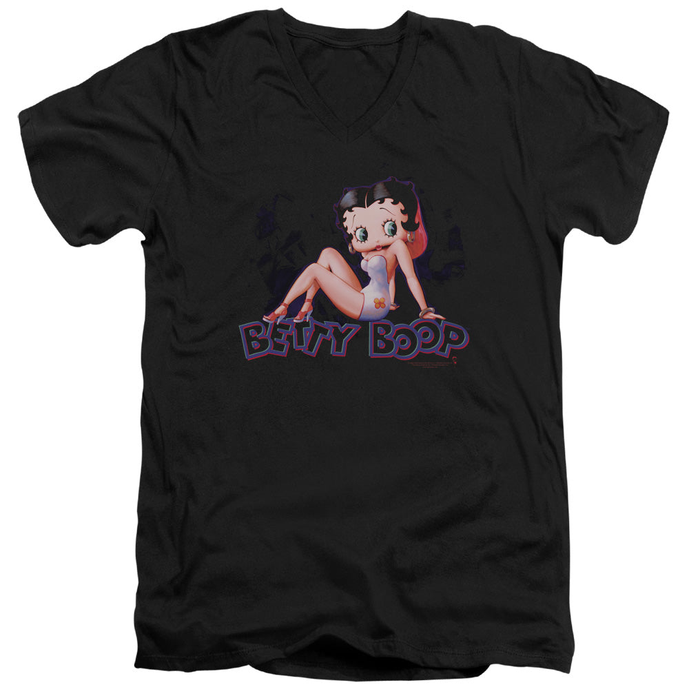 AN OFFCIALLY LICENSED BETTY BOOP GLOWING MEN'S V-NECK T-SHIRT BLACK