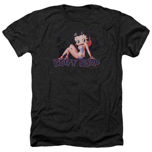 AN OFFCIALLY LICENSED BETTY BOOP GLOWING MEN'S HEATHER T-SHIRT CHARCOAL