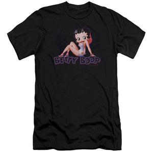 AN OFFCIALLY LICENSED BETTY BOOP GLOWING MEN'S PREMIUM SLIM FIT T-SHIRT BLACK