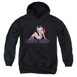 AN OFFCIALLY LICENSED BETTY BOOP GLOWING YOUTH HOODIE BLACK