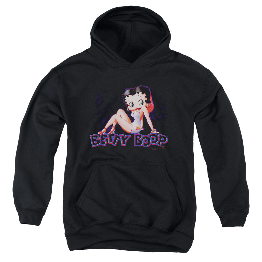 AN OFFCIALLY LICENSED BETTY BOOP GLOWING YOUTH HOODIE BLACK