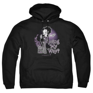 AN OFFCIALLY LICENSED BETTY BOOP MY WAY ADULT UNISEX PULLOVER HOODIE BLACK