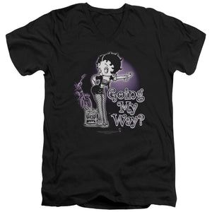 AN OFFCIALLY LICENSED BETTY BOOP MY WAY MEN'S V-NECK T-SHIRT BLACK