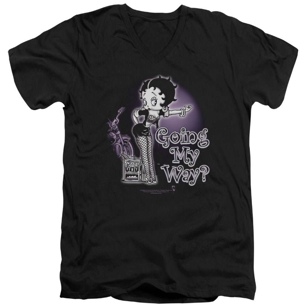 AN OFFCIALLY LICENSED BETTY BOOP MY WAY MEN'S V-NECK T-SHIRT BLACK