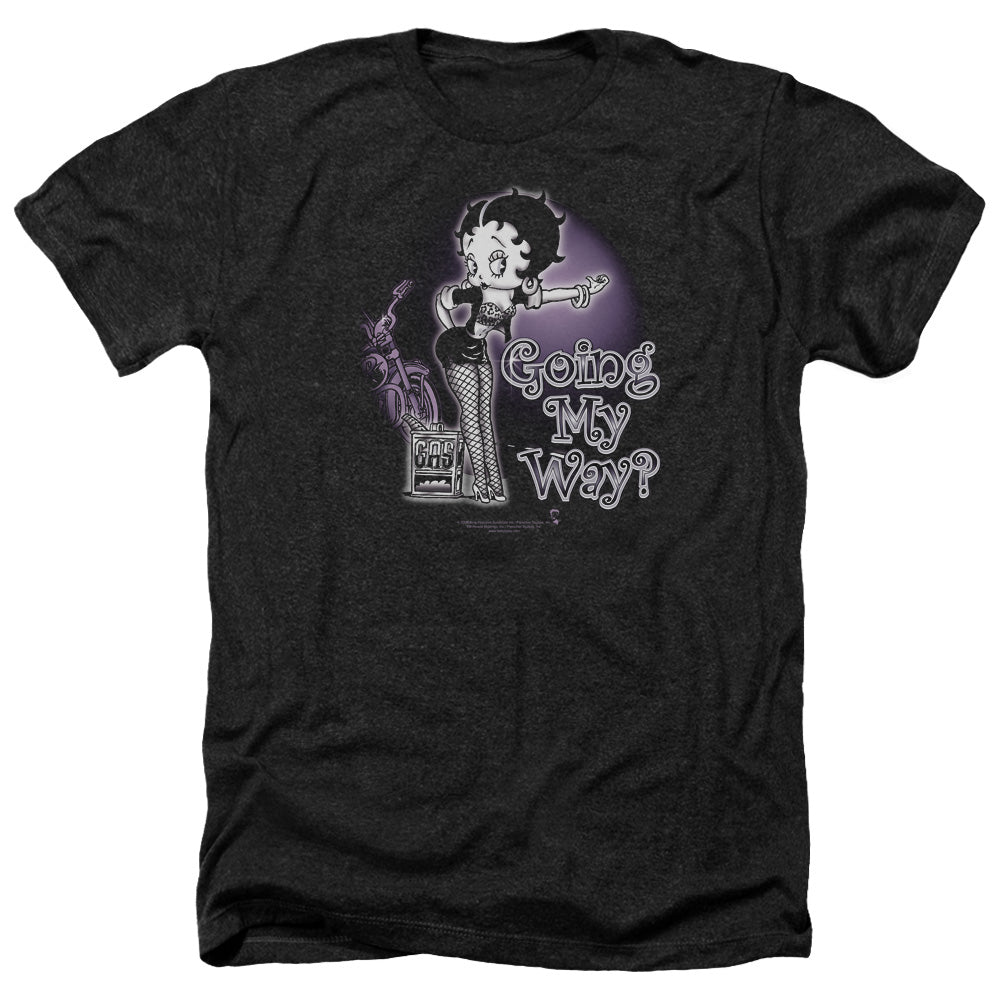 AN OFFCIALLY LICENSED BETTY BOOP MY WAY MEN'S HEATHER T-SHIRT CHARCOAL