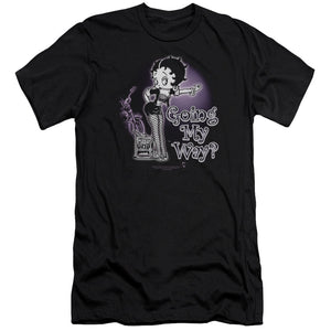 AN OFFCIALLY LICENSED BETTY BOOP MY WAY MEN'S PREMIUM SLIM FIT T-SHIRT BLACK