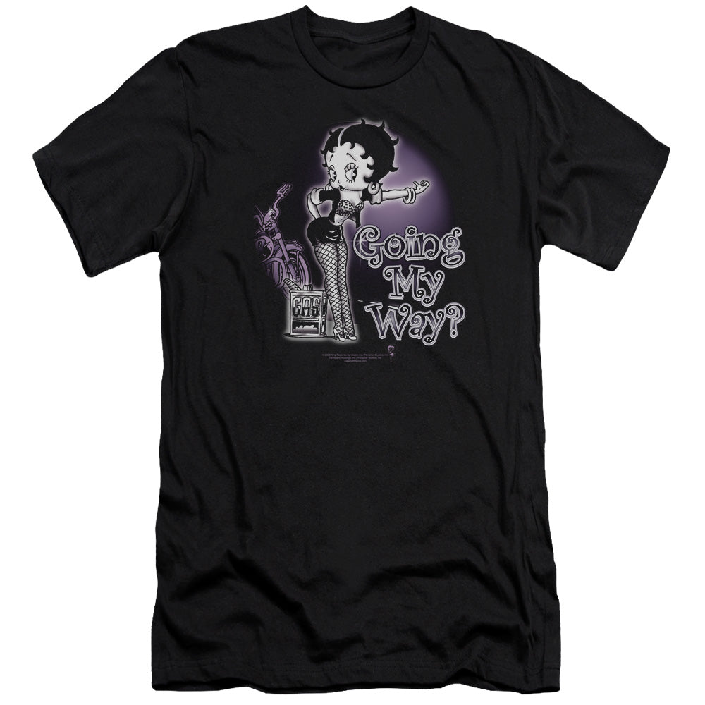 AN OFFCIALLY LICENSED BETTY BOOP MY WAY MEN'S PREMIUM SLIM FIT T-SHIRT BLACK