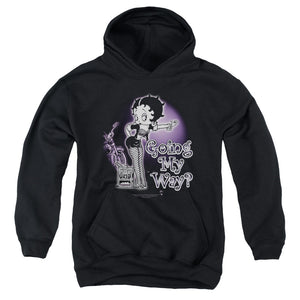 AN OFFCIALLY LICENSED BETTY BOOP MY WAY YOUTH HOODIE BLACK
