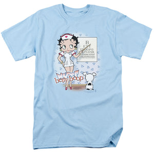 AN OFFCIALLY LICENSED BETTY BOOP EYECHART MEN'S REGULAR FIT T-SHIRT LIGHT BLUE