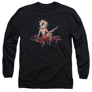 AN OFFCIALLY LICENSED BETTY BOOP BETTYS BACK MEN'S LONG SLEEVE T-SHIRT BLACK