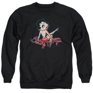 AN OFFCIALLY LICENSED BETTY BOOP BETTYS BACK ADULT UNISEX CREWNECK SWEATSHIRT BLACK