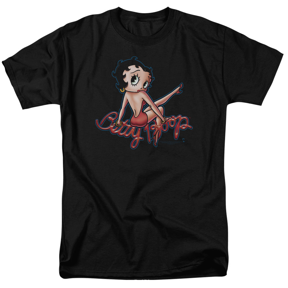 AN OFFCIALLY LICENSED BETTY BOOP BETTYS BACK MEN'S REGULAR FIT T-SHIRT BLACK
