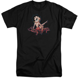 AN OFFCIALLY LICENSED BETTY BOOP BETTYS BACK MEN'S TALL FIT T-SHIRT BLACK