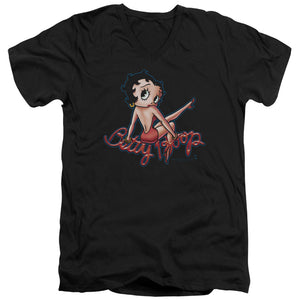 AN OFFCIALLY LICENSED BETTY BOOP BETTYS BACK MEN'S V-NECK T-SHIRT BLACK