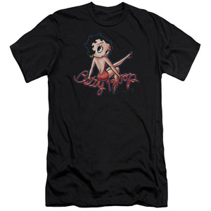 AN OFFCIALLY LICENSED BETTY BOOP BETTYS BACK MEN'S PREMIUM SLIM FIT T-SHIRT BLACK